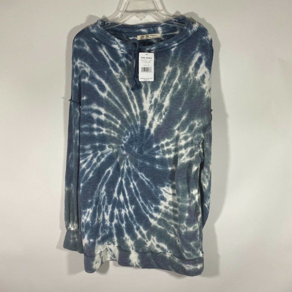 Free People Size XS Tie Dye  Sweatshirt Top Blue